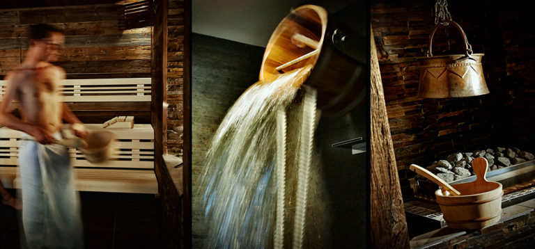 photos intérieures d'un sauna